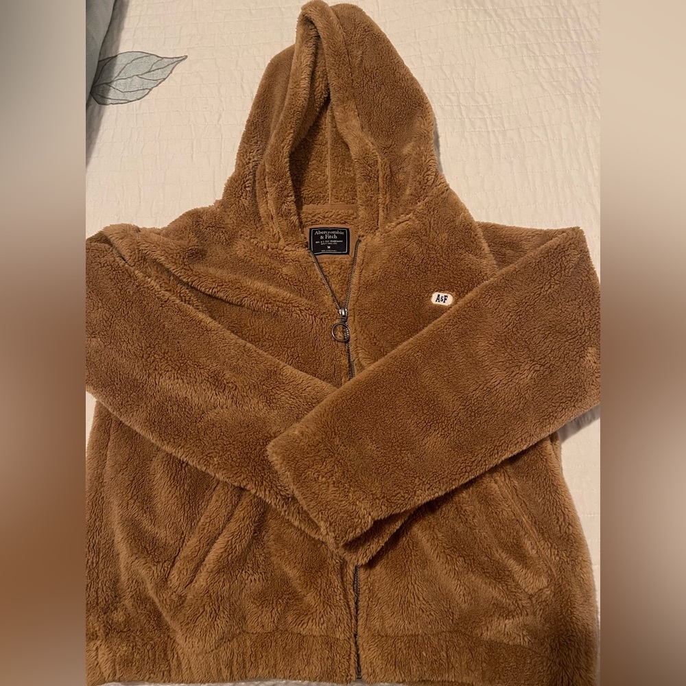 Abercrombie & Fitch Brown Fleece Zip-Up Hoodie